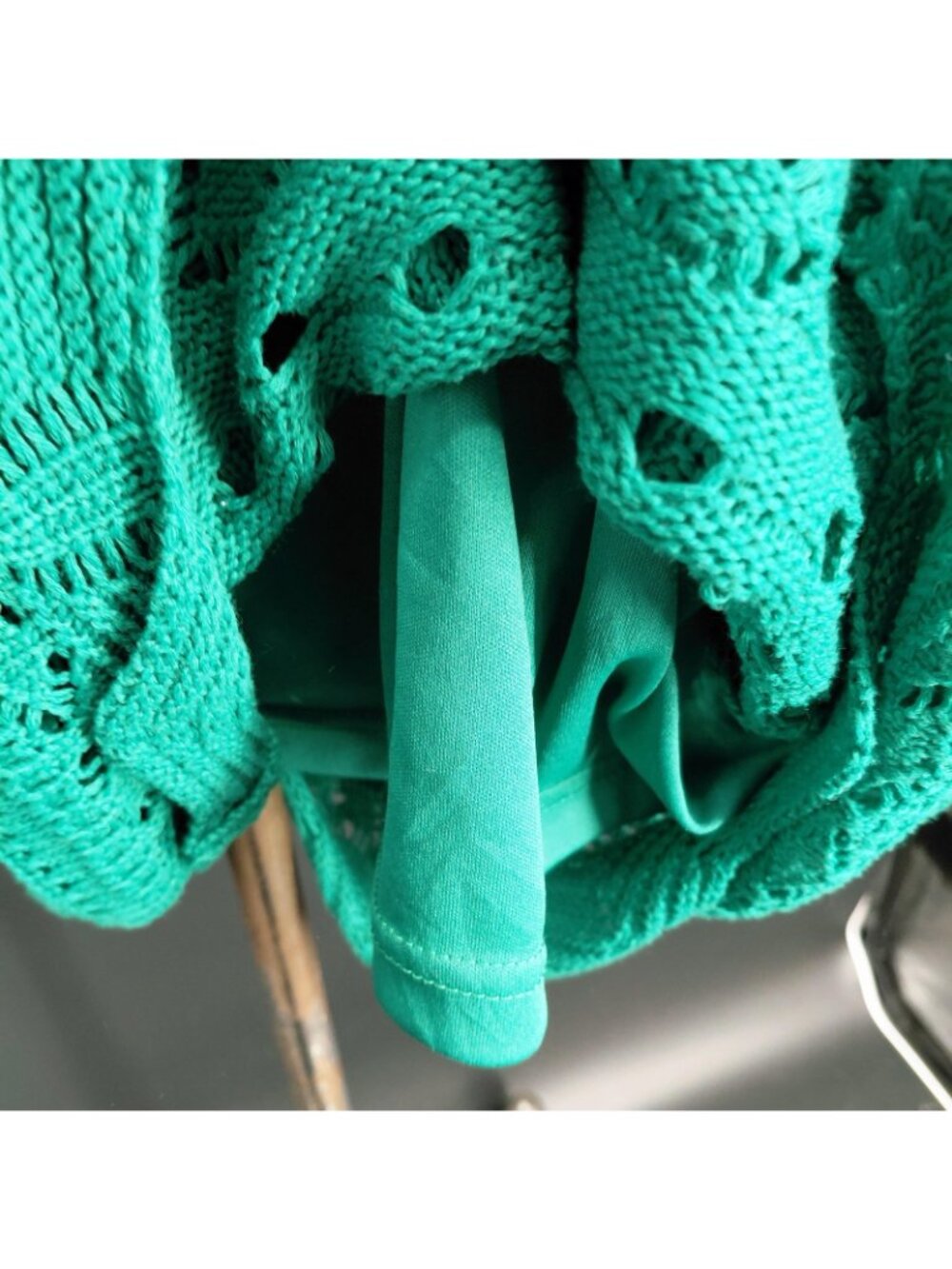 Crochet Knit Bodycon Dress Women Small Green Midi Lined Party Summer Lucky Irish - Picture 11 of 15